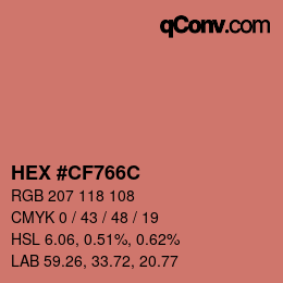 Farbcode: HEX #CF766C | qconv.com