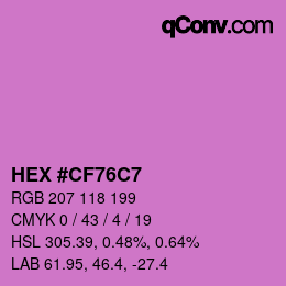 Color code: HEX #CF76C7 | qconv.com