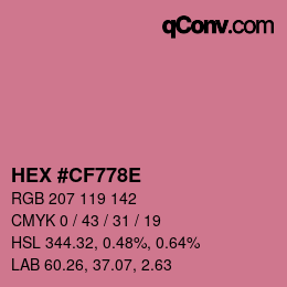 颜色代码: HEX #CF778E | qconv.com