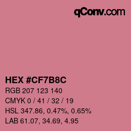 カラーコード: HEX #CF7B8C | qconv.com