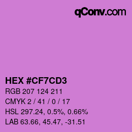 カラーコード: HEX #CF7CD3 | qconv.com