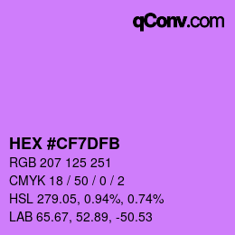 Color code: HEX #CF7DFB | qconv.com