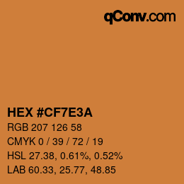 Color code: HEX #CF7E3A | qconv.com