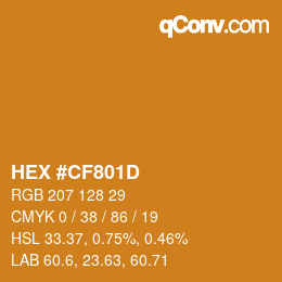 颜色代码: HEX #CF801D | qconv.com