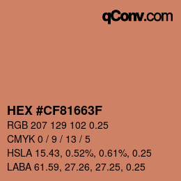 Farbcode: HEX #CF81663F | qconv.com