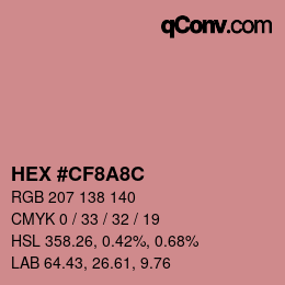 カラーコード: HEX #CF8A8C | qconv.com