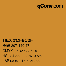 Color code: HEX #CF8C2F | qconv.com