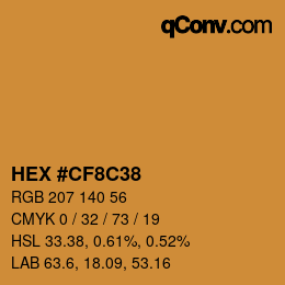 Color code: HEX #CF8C38 | qconv.com