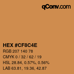 Color code: HEX #CF8C4E | qconv.com