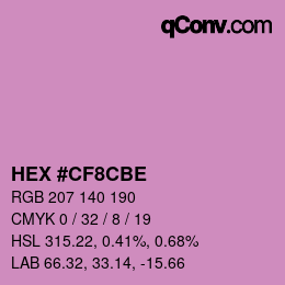 カラーコード: HEX #CF8CBE | qconv.com