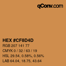 Color code: HEX #CF8D4D | qconv.com