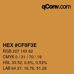 カラーコード: HEX #CF8F3E | qconv.com