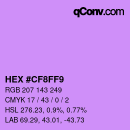 Color code: HEX #CF8FF9 | qconv.com