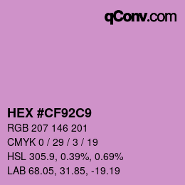 Color code: HEX #CF92C9 | qconv.com