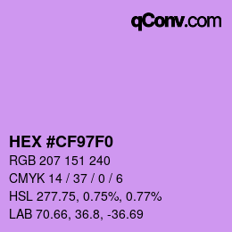 Color code: HEX #CF97F0 | qconv.com