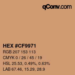 Color code: HEX #CF9971 | qconv.com