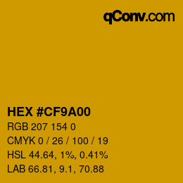Color code: HEX #CF9A00 | qconv.com
