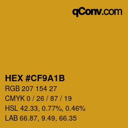 Color code: HEX #CF9A1B | qconv.com