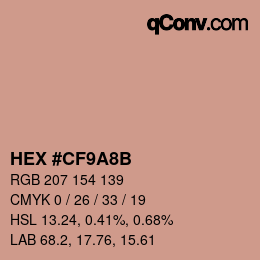 Color code: HEX #CF9A8B | qconv.com