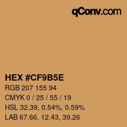 Color code: HEX #CF9B5E | qconv.com