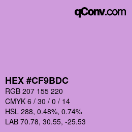 Color code: HEX #CF9BDC | qconv.com