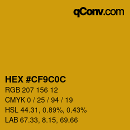 Color code: HEX #CF9C0C | qconv.com