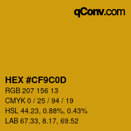カラーコード: HEX #CF9C0D | qconv.com