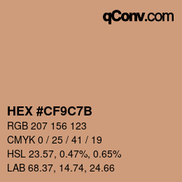 Color code: HEX #CF9C7B | qconv.com