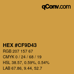 Color code: HEX #CF9D43 | qconv.com