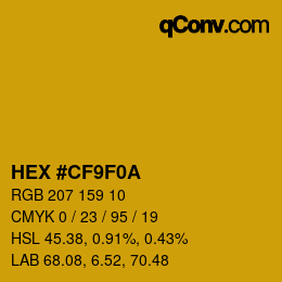 Color code: HEX #CF9F0A | qconv.com