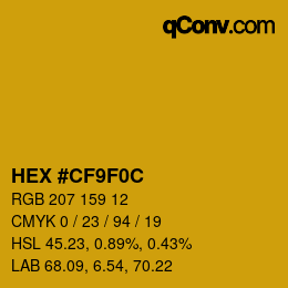 Color code: HEX #CF9F0C | qconv.com