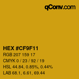 Color code: HEX #CF9F11 | qconv.com