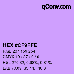Color code: HEX #CF9FFE | qconv.com