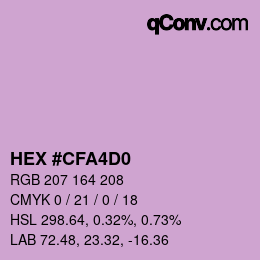 Farbcode: HEX #CFA4D0 | qconv.com