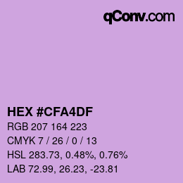 Color code: HEX #CFA4DF | qconv.com