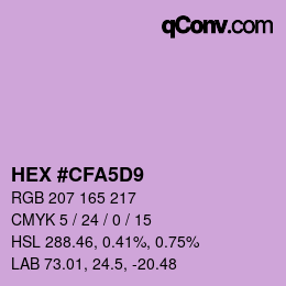 Color code: HEX #CFA5D9 | qconv.com