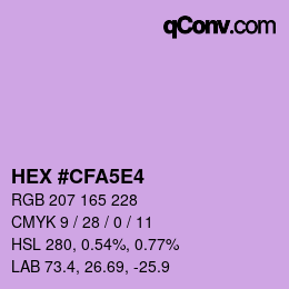 Color code: HEX #CFA5E4 | qconv.com