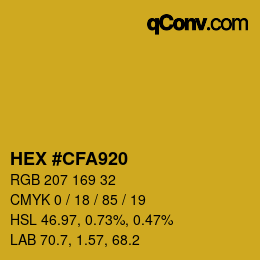 颜色代码: HEX #CFA920 | qconv.com