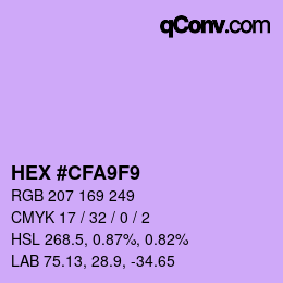 Color code: HEX #CFA9F9 | qconv.com