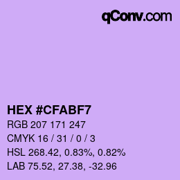 Color code: HEX #CFABF7 | qconv.com