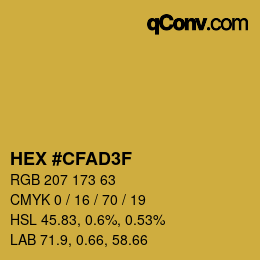 Color code: HEX #CFAD3F | qconv.com