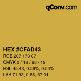 カラーコード: HEX #CFAD43 | qconv.com