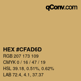 Color code: HEX #CFAD6D | qconv.com