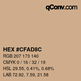 Color code: HEX #CFAD8C | qconv.com