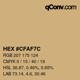 Color code: HEX #CFAF7C | qconv.com