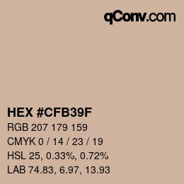 Color code: HEX #CFB39F | qconv.com