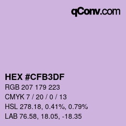 Color code: HEX #CFB3DF | qconv.com