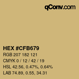 颜色代码: HEX #CFB679 | qconv.com