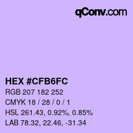 颜色代码: HEX #CFB6FC | qconv.com