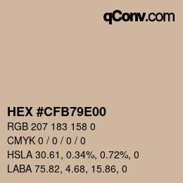 Color code: HEX #CFB79E00 | qconv.com
